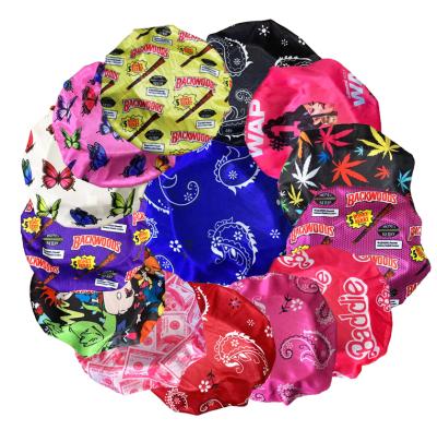 China Picture Satin Hoods With Custom Bandanna Money Rugrats Logo Butterfly Braid Silk Hoods for sale