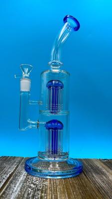 Cina Stock Supply 16 Inch Glass Bong Glow In Dark W/ Percolator Beaker Ice 14mm Bowl in vendita