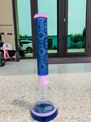 China Borosilicat-Bongs wissenschaftliches Eis-Glas überzogenen Zoll ganz eigenhändig geschriebe 7mm der Blumen-12,5 zu verkaufen