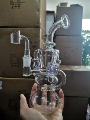 Cina Tubo di vetro di Bong Hookahs Recycler Glass Water di porpora dell'uovo di febbraio con il Banger di 14mm in vendita