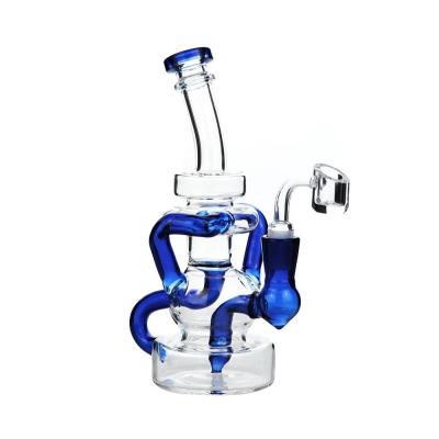 China Klecks-Öl-Borosilicat-Glas Bongs 8 InchRecycler-Wasserleitungen, die mit 4mm Quarz-Knallkörper rauchen zu verkaufen