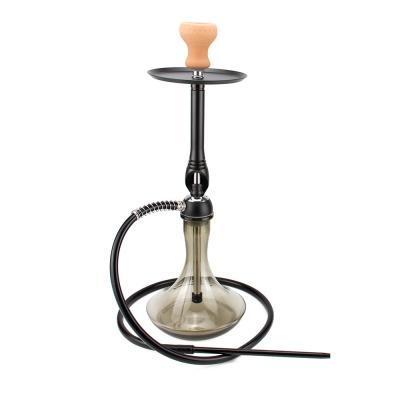 China Middle Black Shisha Wookah Cup Aluminum Stem Glass Base Hookah for sale