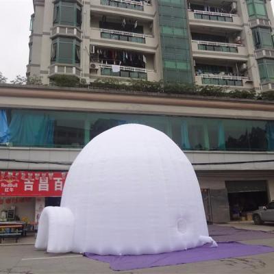 China Durable 0.55mm PVC Tarpaulin Inflatable Igloo Dome Tent 15m White White Inflatable Dome Tent 15m Large for sale