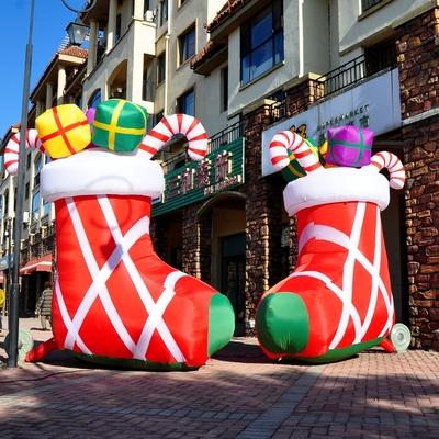 China BOYI Events Custom Red Inflatable Boots / Christmas Inflatable Shoe For Christmas Mall Decoration for sale