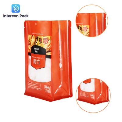 China Red Color OPP Gusset Packaging Bag hot pressing Customized Logo for sale