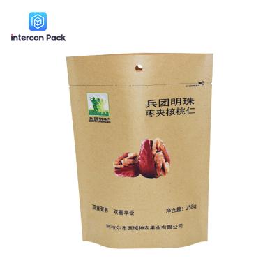 China Food Brown Kraft Paper Pouch Aluminum Foil Lined 25x14cm Gravnre Printing for sale