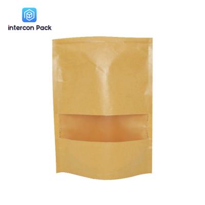 China Resealable Kraft Paper Standup Zipper Pouch Food Grade With Matte Window for sale