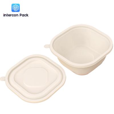 China Ovenabledocument het Suikerrietbagasse Matrial van Voedseltray with lid 540ml Te koop