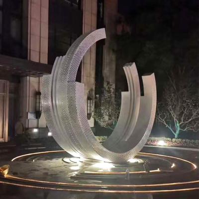 China Europe Modern Outdoor Garden Mirror Finishing Abstract Statue Art Metal Stainless Steel Circle Sculpture For Park for sale