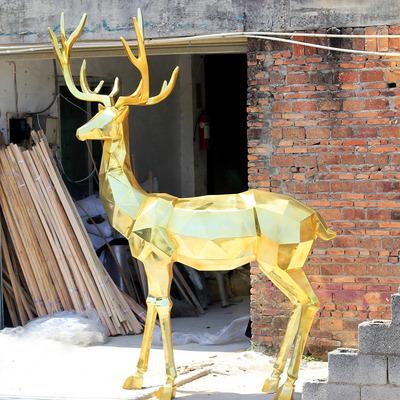 China Europe Geometric Statue Deer Stainless Steel Sculpture For Park Abstract Decoration Statues Design Electroplate Outdoor for sale