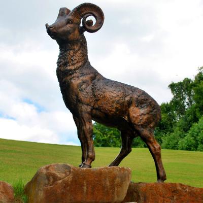 China Europe Garden Outdoor Metal Casting Life Size Bronze Goat Sculpture Bronze Standing Ibex Mountain Goat Statue for sale