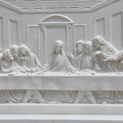 China Modern Garden Decoration Famous Stone Relief The Last Supper Carving Statue Wall Art Sculpture for sale