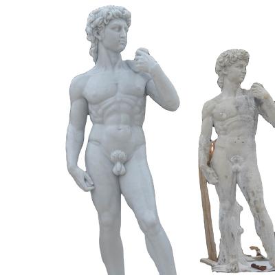 China Modern Famous Stone Carving Marble David Sculpture Life Size Roman Statue for sale