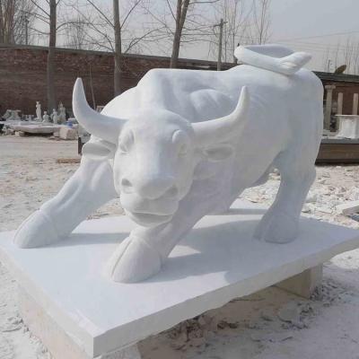 China Modern Hand Carved Bull Marble Statue Artificial Marble Statue Bull Statues For Sale for sale