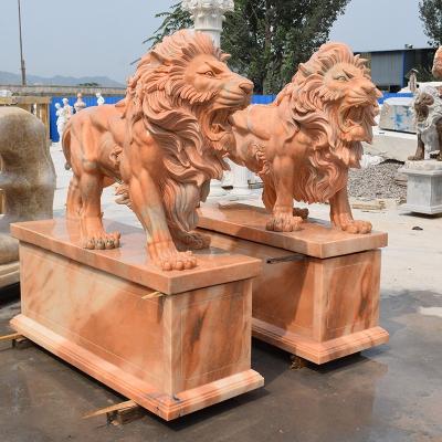 China Modern Carving Lion Lion Life Size Hunting Marble Statues Stone Carving Marble Statues Alibabas For Antique Marble Statues For Sale for sale