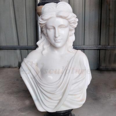 China White Marble Lady Modern Outdoor Natural Stone Garden Decoration Sculpture Woman Statues Burst Statue for sale