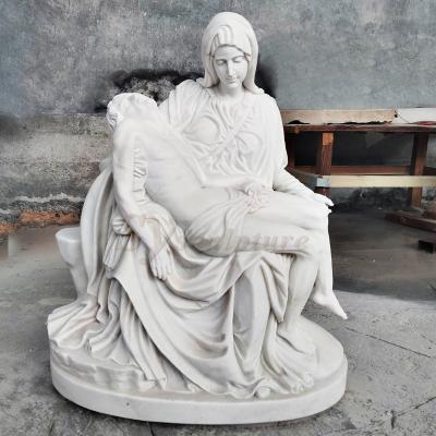 China Modern White Marble Statues Religious Jesus Virgin Mary Pieta Carvings Natural Marble Sculpture Mary Jesus for sale