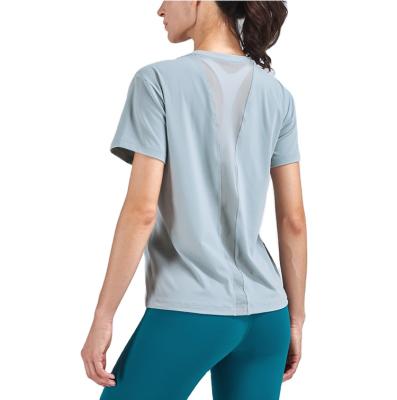 China Breathable Yoga Wear Short Sleeve Mesh Quilting Casual Short Sleeve T-Shirt For Women for sale