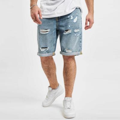 China Anti-wrinkle Mens High Street Wear Destroyed Washed Denim Shorts Mens for sale