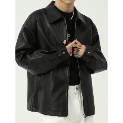 China Pure Simple Classic Design Color PU Leather Jacket Men QUICK DRY for sale