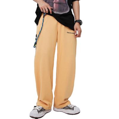 China Anti-Wrinkle Straight Leg Cotton Pants Hip-Hop Straight Casual Wide Leg Sweatpants Men's Pure Color Pants for sale