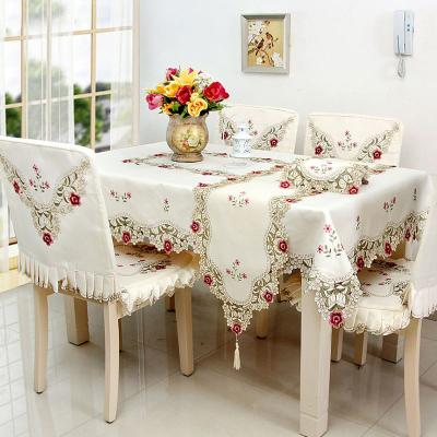 China European hollow garden embroidery cut tablecloth tea table dress cloth art table flag set for sale