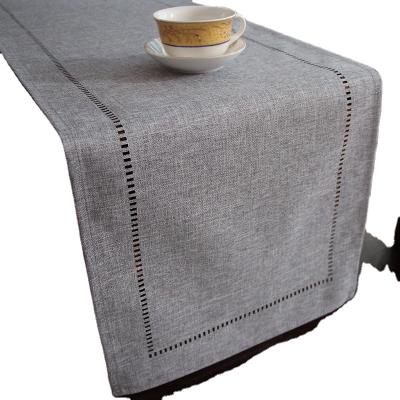 China Modern Solid Round Table Cloth / Washable Table Cloths Polyester Square Table Runner With Laser Hole For Wedding Dinner Parties for sale