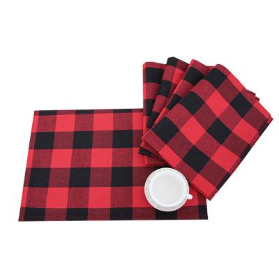 China Non Disposable Factory Made Double Layer Plaid Fabric Dish And Cup Heat Proof Mat for sale