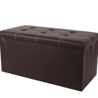 China Hot Sale Modern Fashion Ottoman Panca Seat PVC Leather Folding Storage Box For Living Room for sale