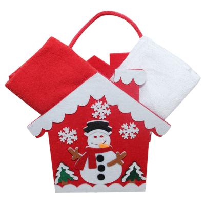 China Promotional Gift GIFT BAG WITH KITCHEN TOWEL CHRISTMAS DESIGNS Custom Cheap Felt 100% COTTON Christmas Supplies for sale