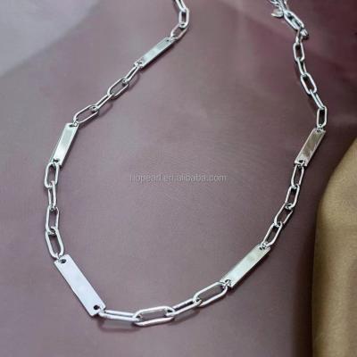 China FASHIONABLE Plain 925 Sterling Silver Solid Rectangular Link 9XL02B Chain Necklace for sale