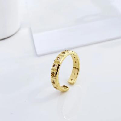 China 9JL09K Sterling Silver Simple Trendy Women's Cubic Zircon Ring Gold Trendy Women's Cubic Zircon Ring for sale