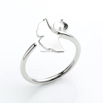 China Sterling Silver SSR123 Ginkgo Biloba Leaf Ring 925 Sterling Silver Ladies Fashion Rings Open Base for sale