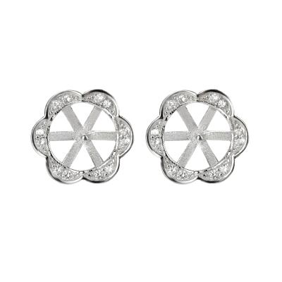 China Sterling Silver SSE251 925 Sterling Silver Accessories Flower Design For Making Pearl Earrings for sale