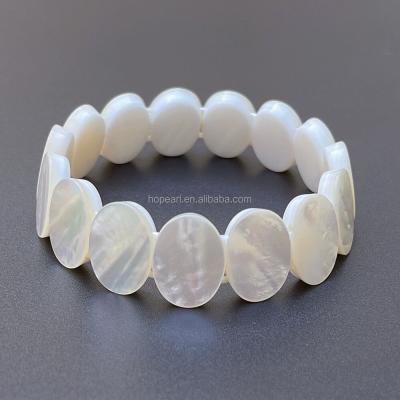 China La BOHÊME MOP310 Shell Bracelet Stretch Oval white pearly bracelets for sale