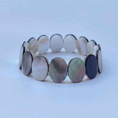 China Natural Black Abalone Oval Shell Stretch Bracelets from BOHEMIA MOP311 for sale