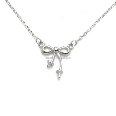 China Cute TRENDY Bowknot SSN132 Necklace Settings for 925 Sterling Silver Base Beads with 2 in White for sale