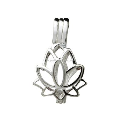 China SSC35 Lotus Flower Blossom Pendant Small Sterling Silver Gift Love Wishing Pendants 925 TRENDY Pearl Cage for sale