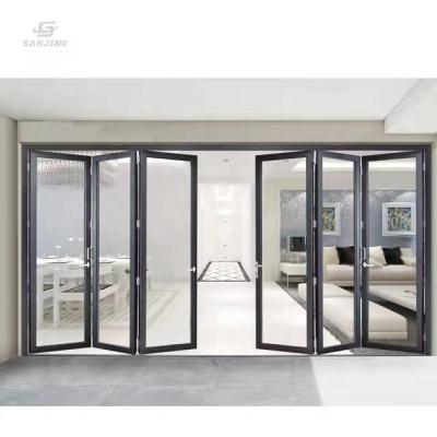 China Sanjing windproof kit vidrio puertas plegables? puerta de vidrio de sueltos de herrajes plegable for sale