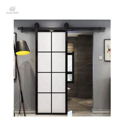 China Sound Insulation Sanjing Interior Aluminum Frameless Sliding Door Silent Barn Doors for sale