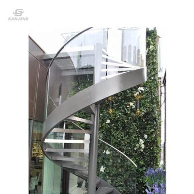 China Factory Price Sanjing Modern Safety Glass Spiral Staircase Outdoor Glass Balustrade for sale