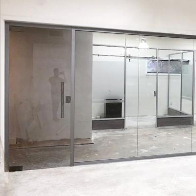 China Courtyard office tempered glass aluminum frameless office wall partition for sale