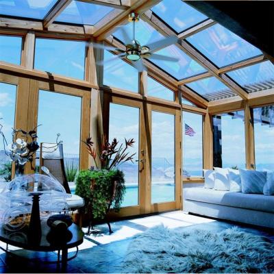 China Solarium Curved Free Standing 4 Season Thermal Prefab Aluminum Frame Flat Roof Prefab Glass Sunroom for sale