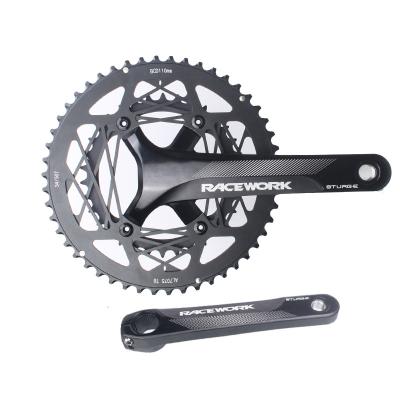 China BMX RACEWORK Road Bike Crankset 10/11Speed ​​170mm 50/34T Crank Chainring With Bottom Bracket BB Crank Set Double Hollow Disc Alumin for sale