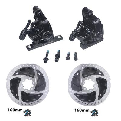 China Mechanical Side Mount 160mm Front Rear Bicycle Clamp Brake Road Bike RACEWOR Flat Mount Disc Brake Double Actuation for sale