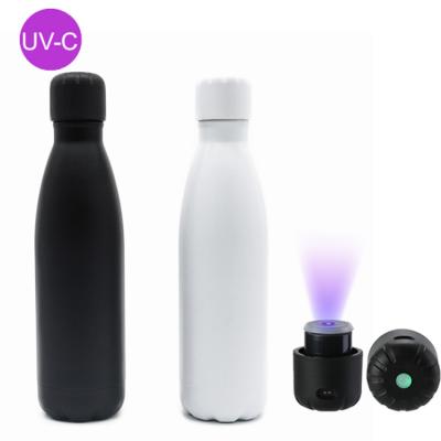 China New 500ml Fahion Smart Sport Stainless Steel UV Water Bottle Water Viable UV Purifier Bottle for sale