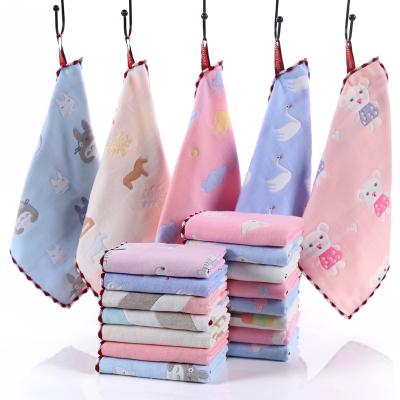 China XIAOAO Custom Cotton Pattern Children's Small Towel Absorbent Square Towel Handkerchief Child Safe for sale