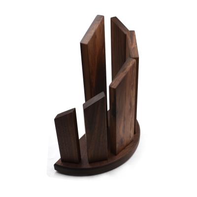 China Viable Solid Wooden Wooden Knife Block Kitchen Knife Holder Magnetic Walnut Knife Holder for sale