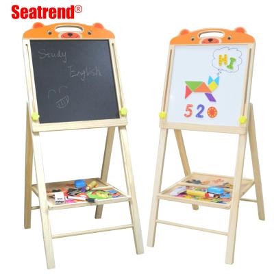 China Educational Free Drawing Board Colored Wooden Frame Kids Magnetic Enrollment Board for sale