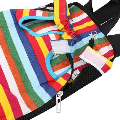 China Sustainable Dog Canvas Backpack, Dog Carrier Canvas Backpack with Adjustable Padded Shoulder Straps (Stripes) for sale